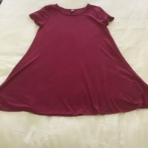 Old Navy Linen Blend Knit Berry Colored Swing Dress Boysenberry Juice, Size L